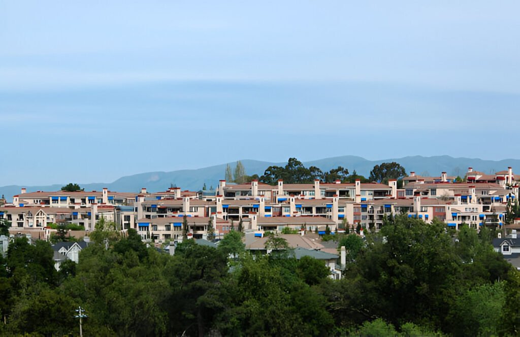 A hillside housing development in Los Altos, California, showcasing beautiful residential properties.